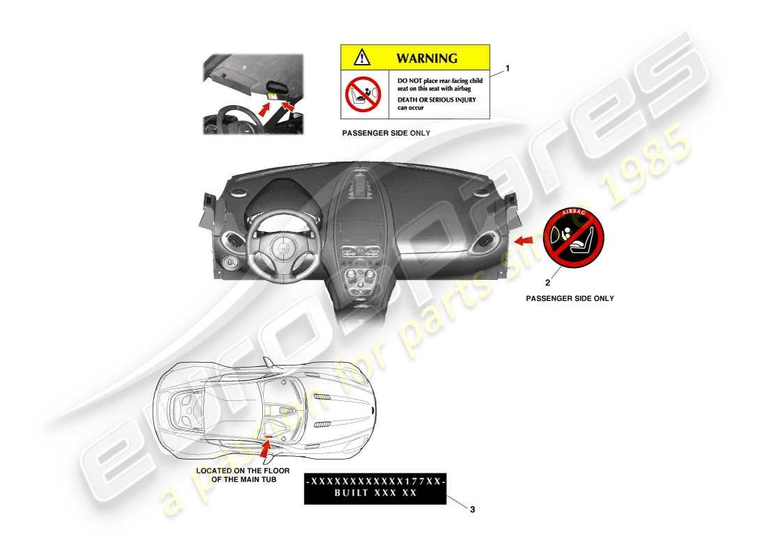 aston martin one-77 (2011) interior labels part diagram