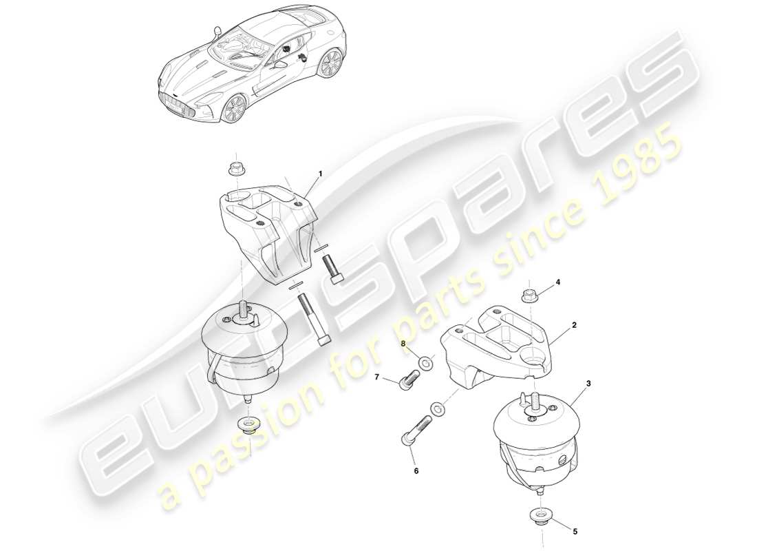 aston martin one-77 (2011) transmission mountings part diagram