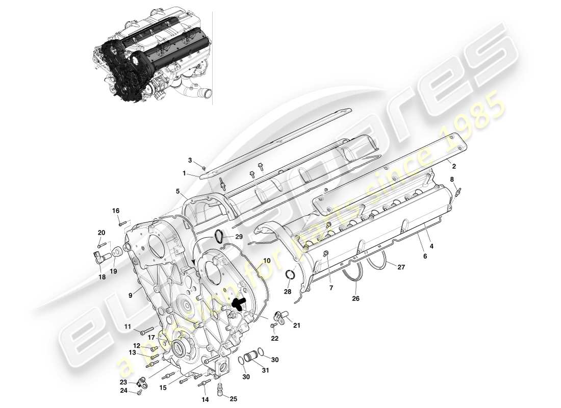 aston martin one-77 (2011) engine sealing part diagram