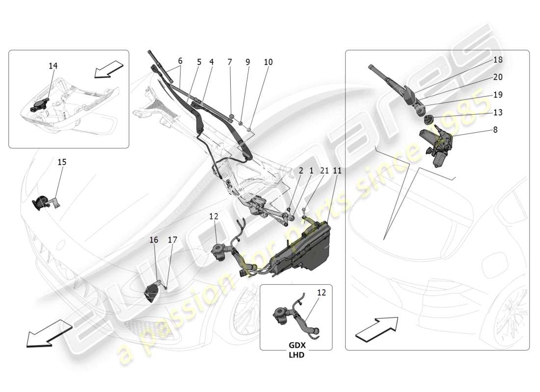 maserati grecale gt (2023) external vehicle devices parts diagram