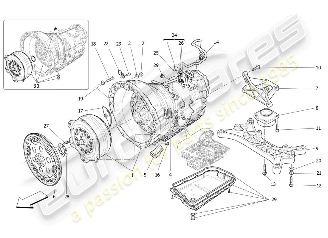 maserati ghibli (2015) gearbox housings parts diagram