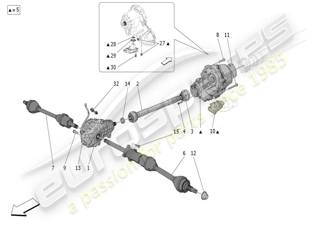 maserati grecale modena (2023) front wheels transmission part diagram