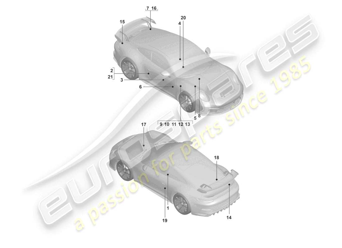 porsche 992 gt3/rs/st (2023) signs/notices part diagram