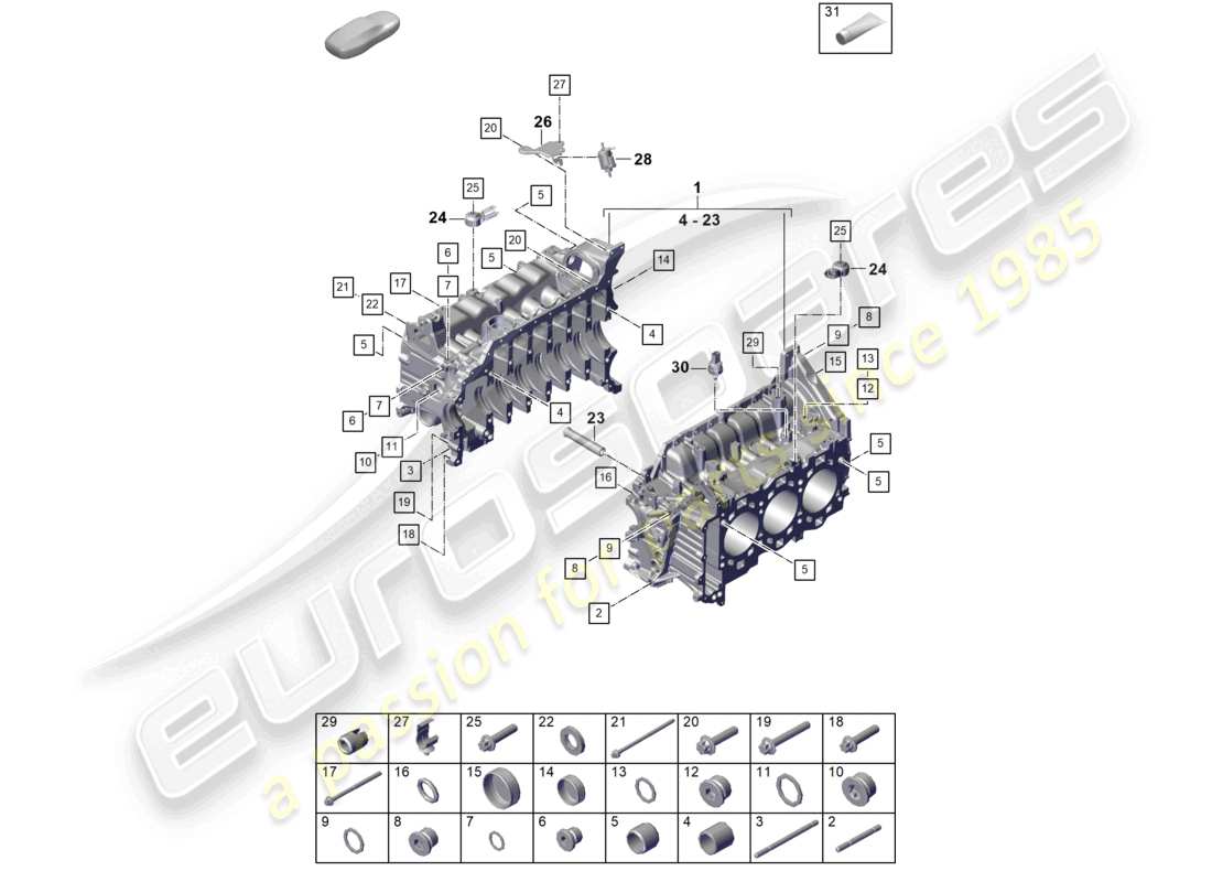 porsche 992 gt3/rs/st (2023) crankcase housing part diagram