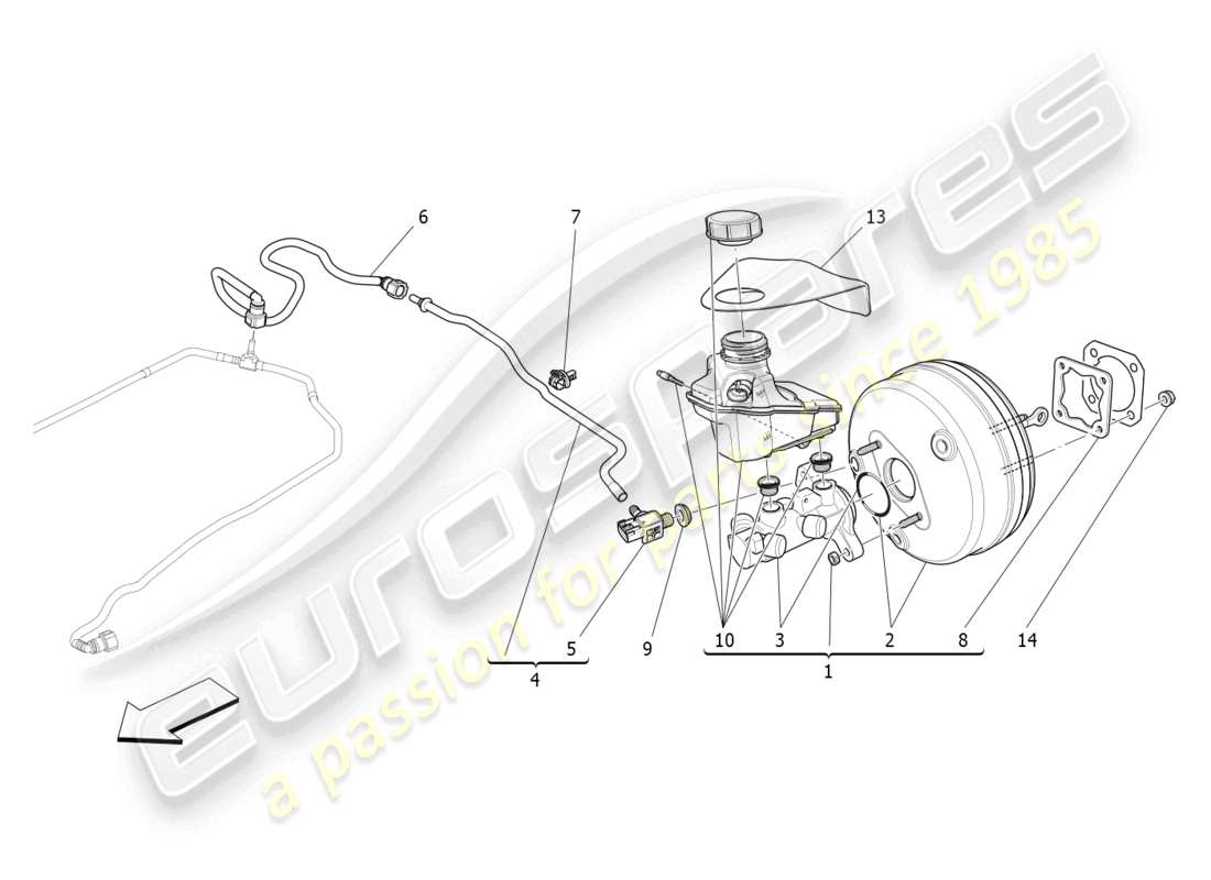 a part diagram from the maserati quattroporte m156 (2017 onwards) parts catalogue