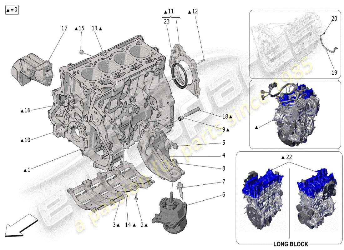 maserati grecale modena (2023) crankcase part diagram