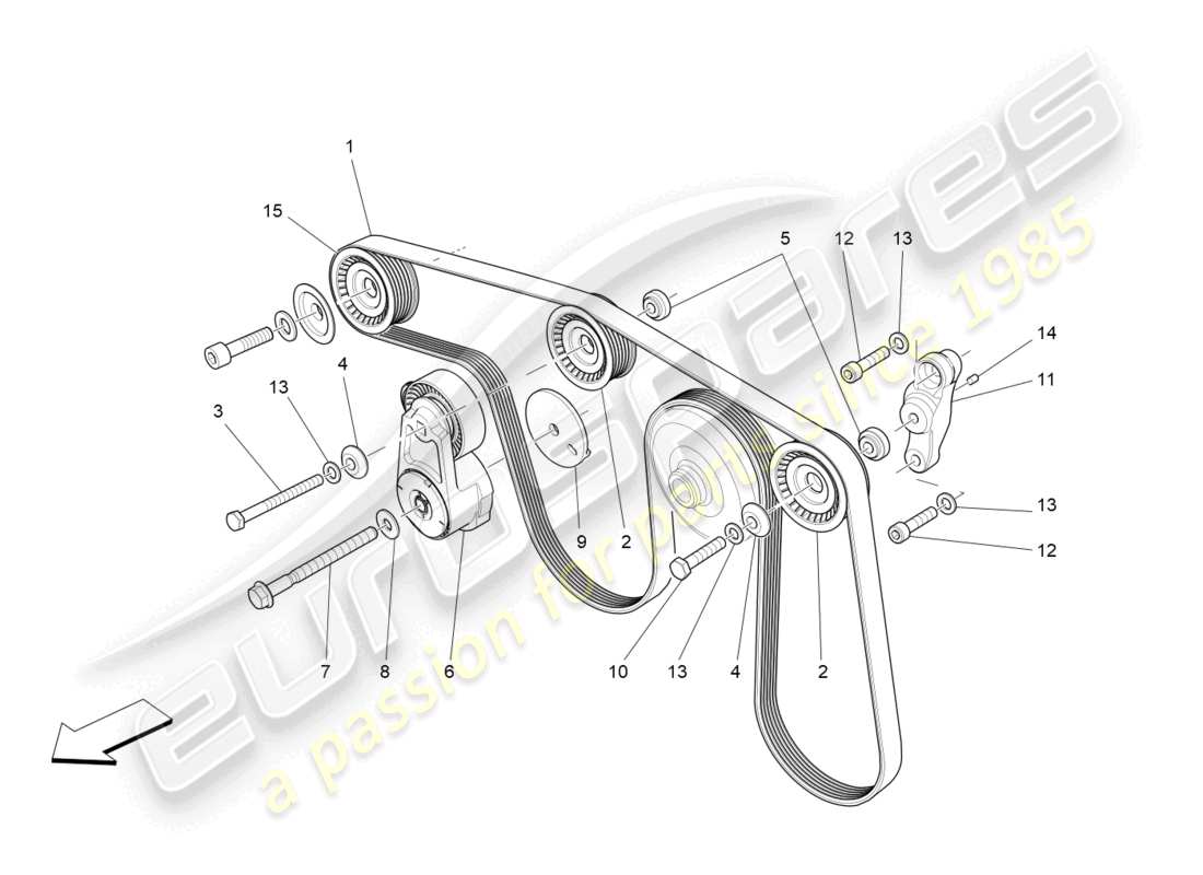 maserati levante zenga (2020) auxiliary device belts part diagram