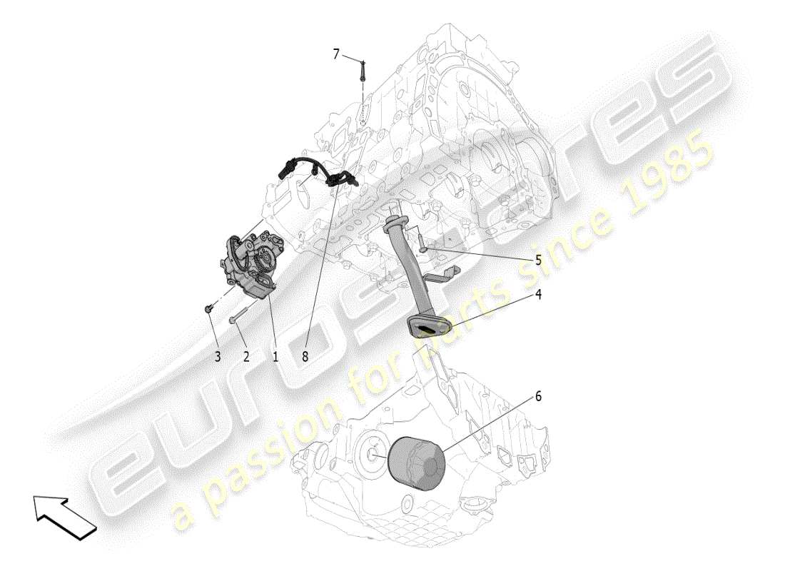 maserati grecale modena (2023) lubrication system: pump and filter part diagram