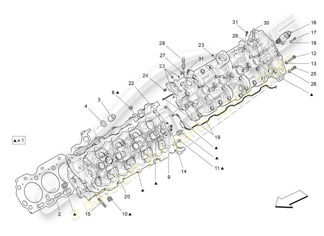 maserati levante trofeo (2020) lh cylinder head part diagram