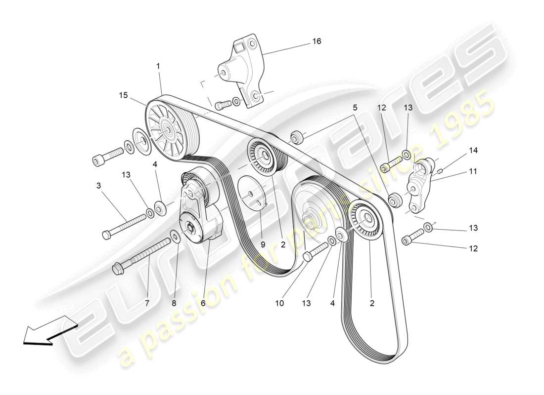 maserati levante zenga (2020) auxiliary device belts part diagram