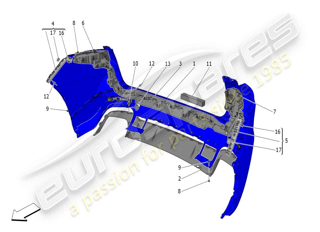 maserati grecale modena (2023) rear bumper part diagram