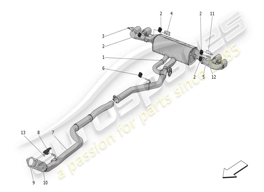 maserati grecale modena (2023) silencers part diagram