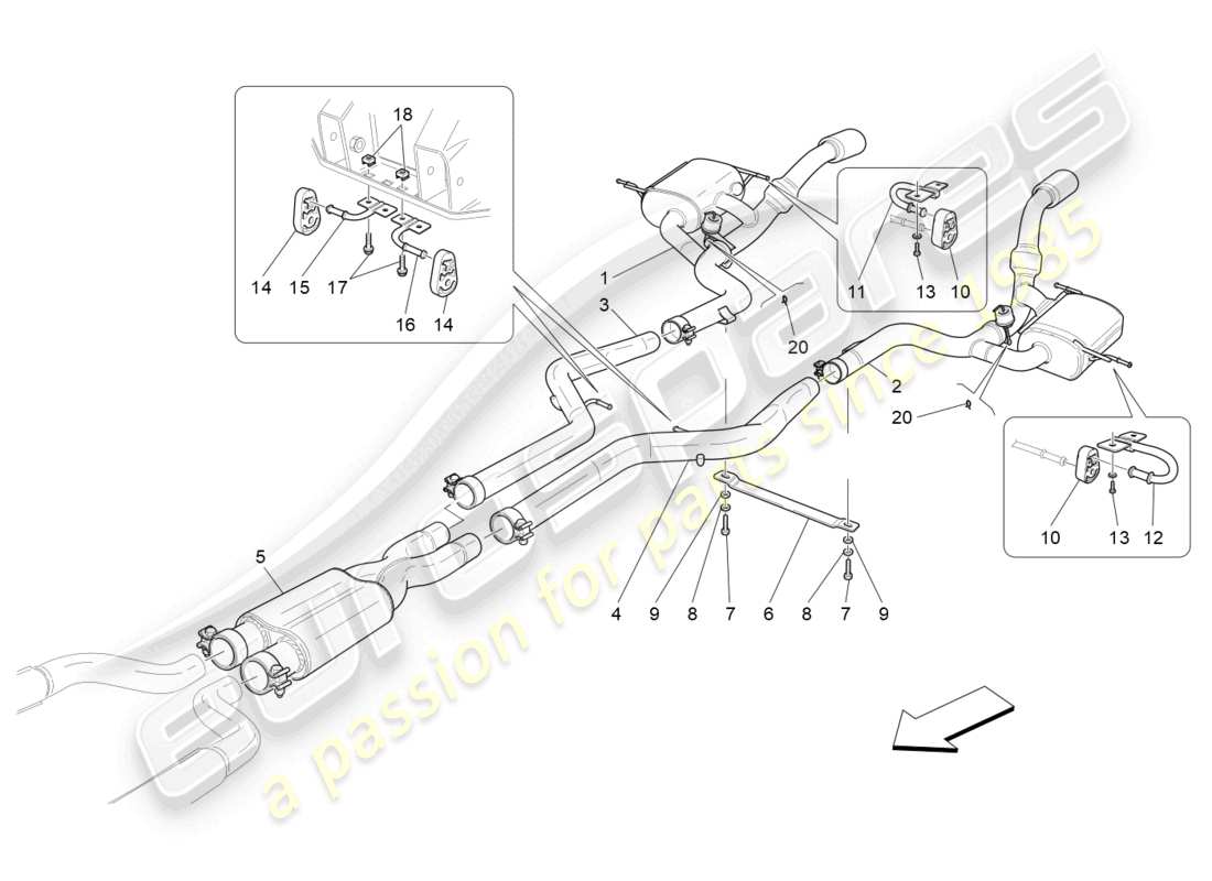 maserati grancabrio mc (2013) silencers part diagram