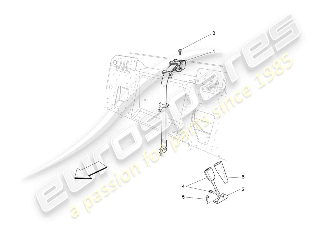 maserati grancabrio mc (2013) rear seat belts part diagram