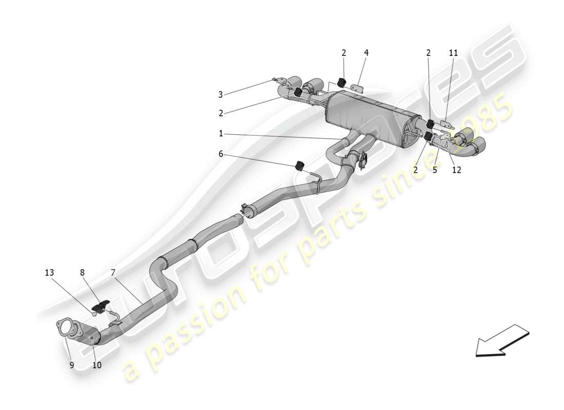 maserati grecale gt (2023) silencers parts diagram