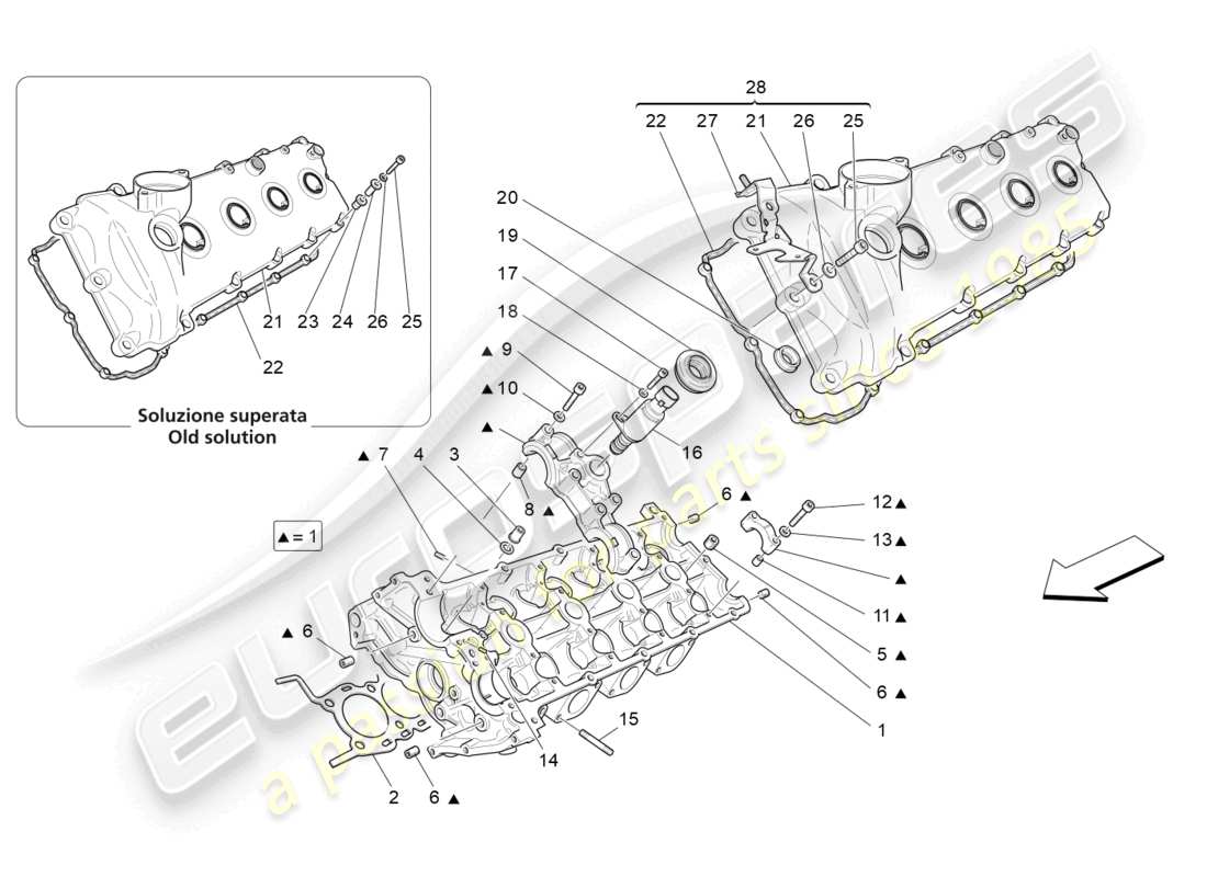 maserati granturismo mc stradale (2011) lh cylinder head parts diagram