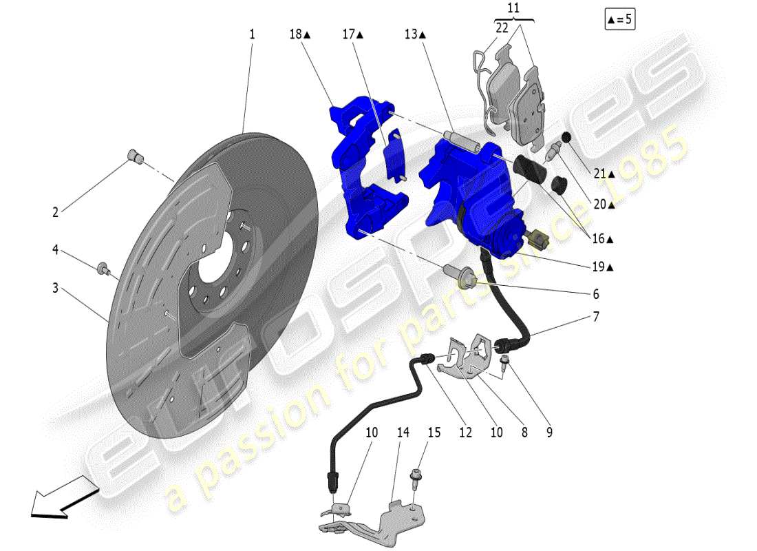 maserati grecale modena (2023) braking devices on rear wheels part diagram