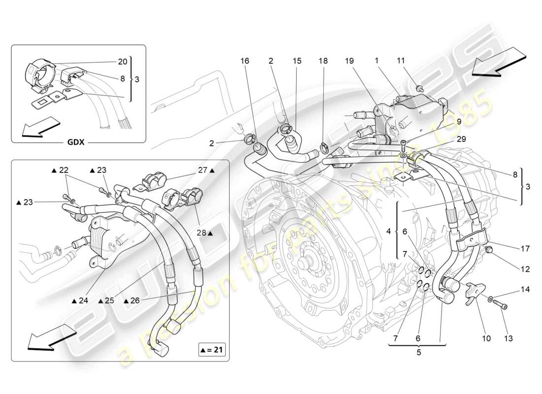 maserati ghibli (2018) lubrication and gearbox oil cooling part diagram