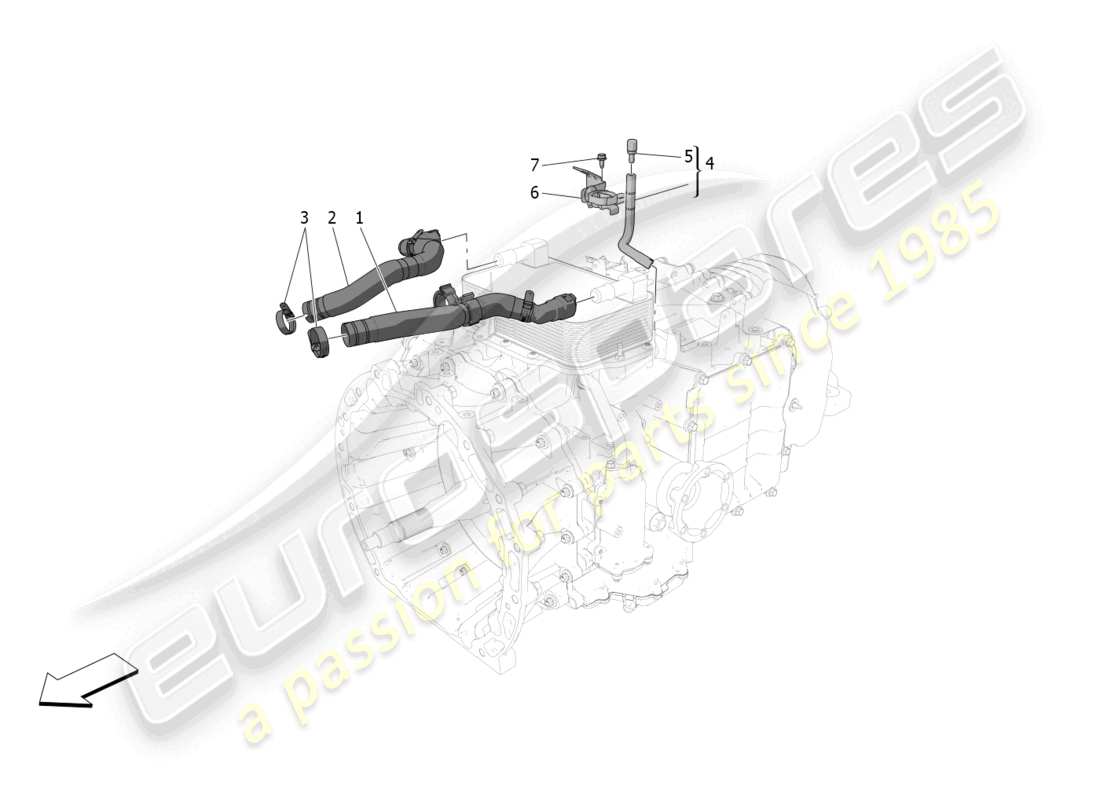 maserati mc20 (2022) lubrication and gearbox oil cooling part diagram