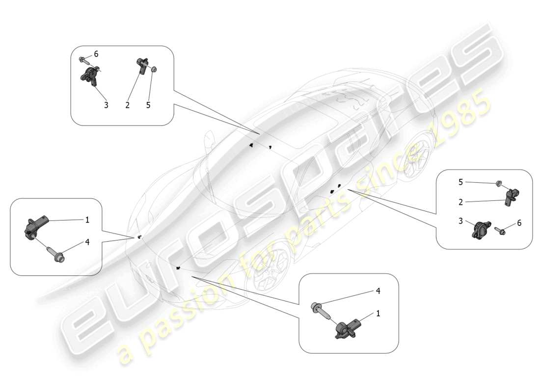 maserati mc20 (2022) crash sensors parts diagram