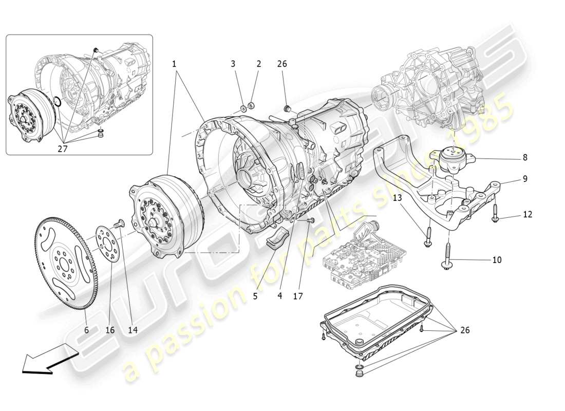 maserati levante (2019) gearbox housings parts diagram