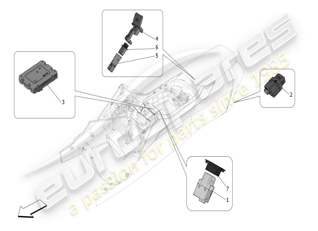 maserati grecale modena (2023) centre console devices parts diagram