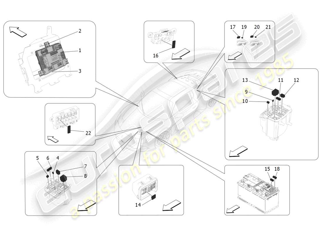 maserati mc20 (2022) relays, fuses and boxes part diagram