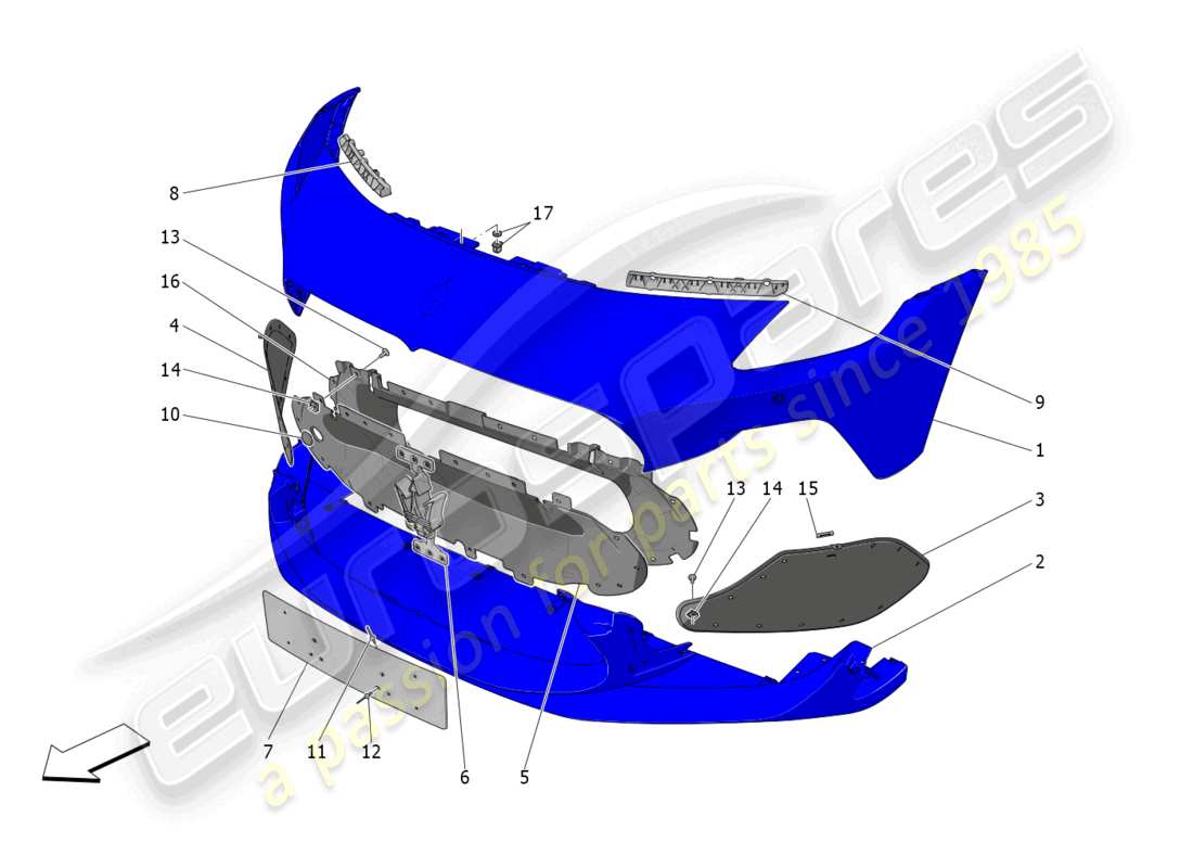 maserati mc20 (2022) front bumper parts diagram