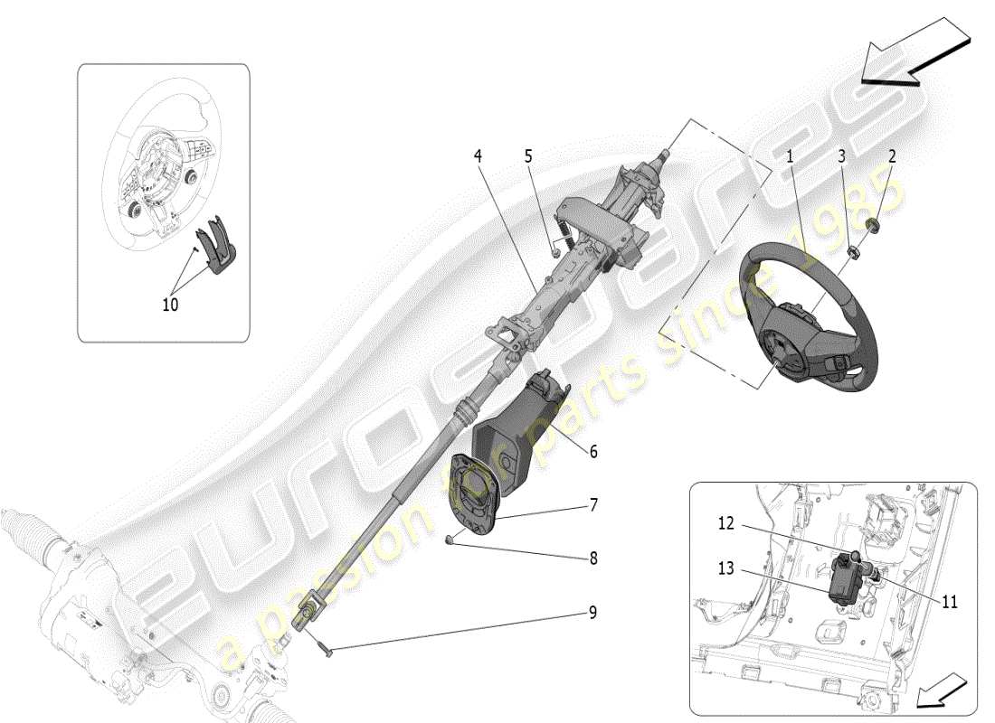 maserati grecale modena (2023) steering column and steering wheel unit part diagram