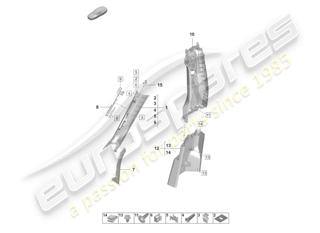 a part diagram from the porsche taycan parts catalogue