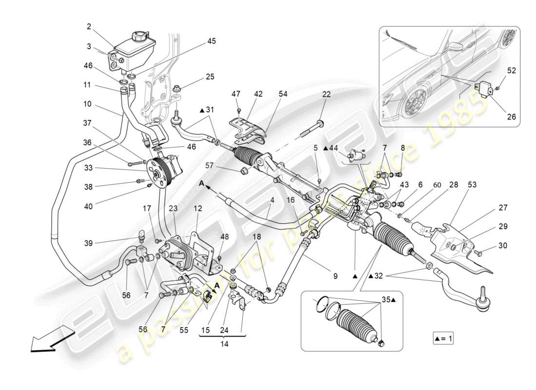 a part diagram from the maserati ghibli (2017 onwards) parts catalogue