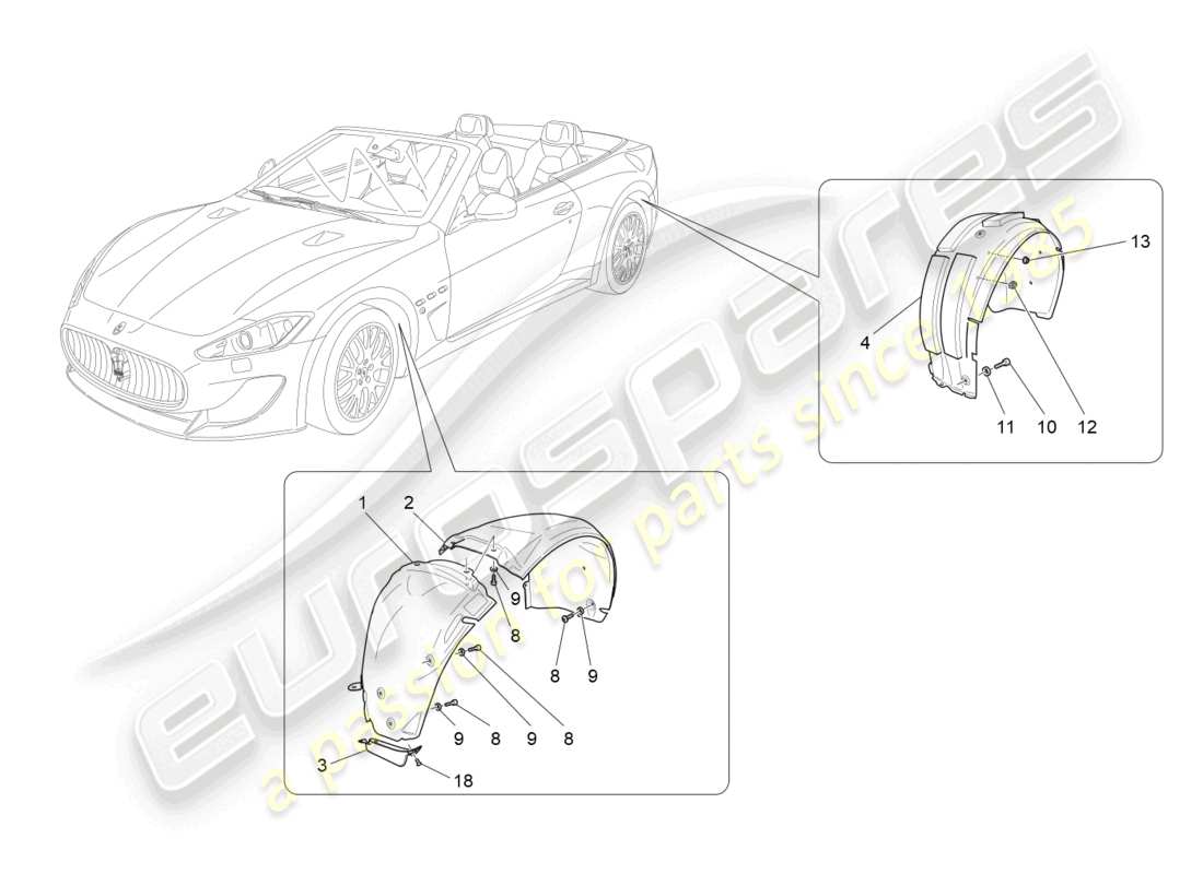 a part diagram from the maserati grancabrio parts catalogue