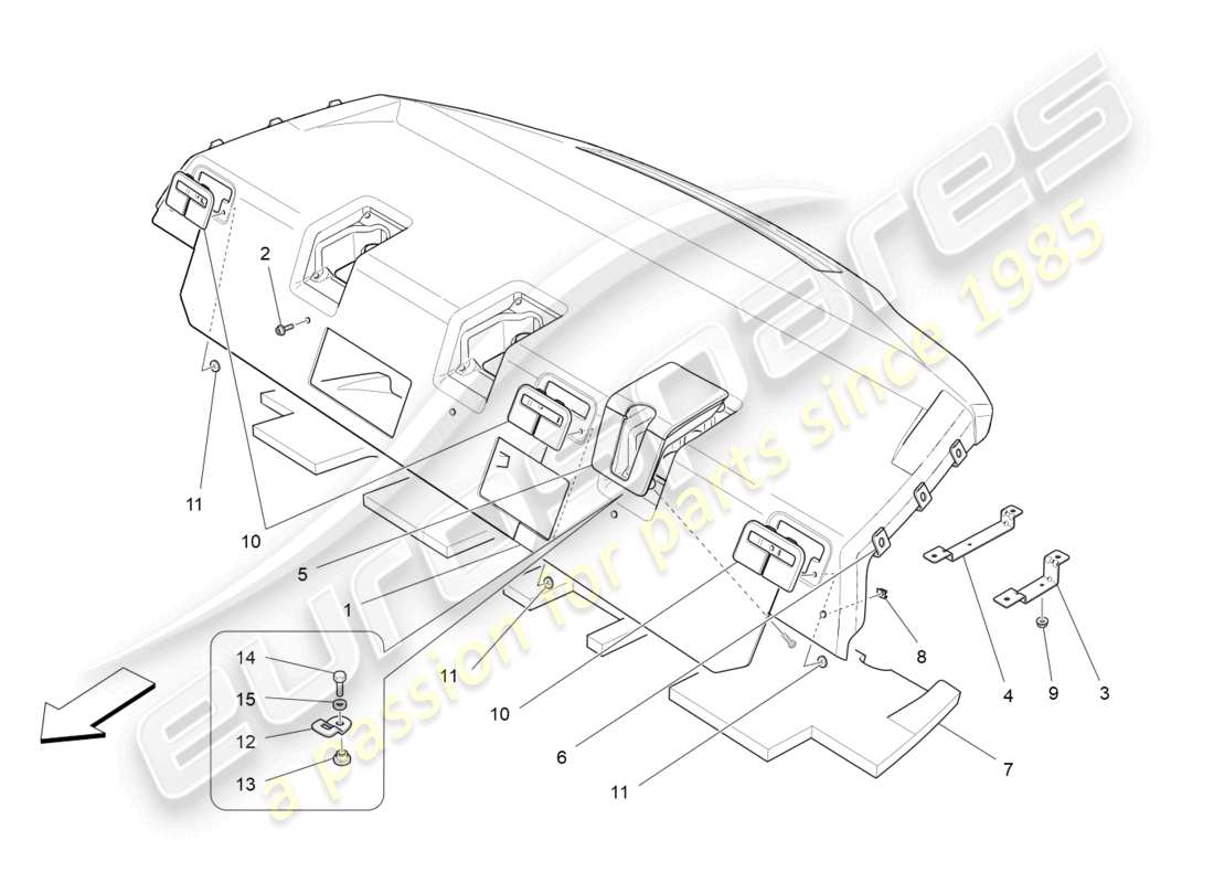 a part diagram from the maserati quattroporte m156 (2017 onwards) parts catalogue