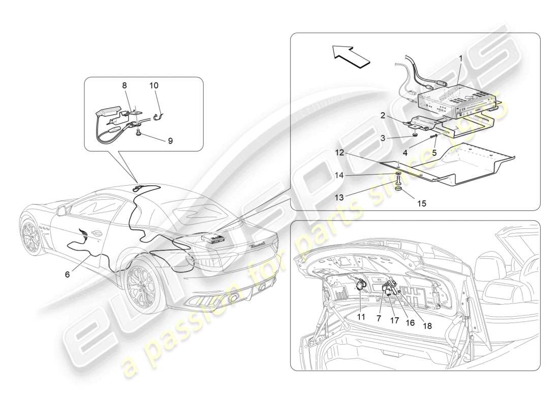 a part diagram from the maserati grancabrio parts catalogue