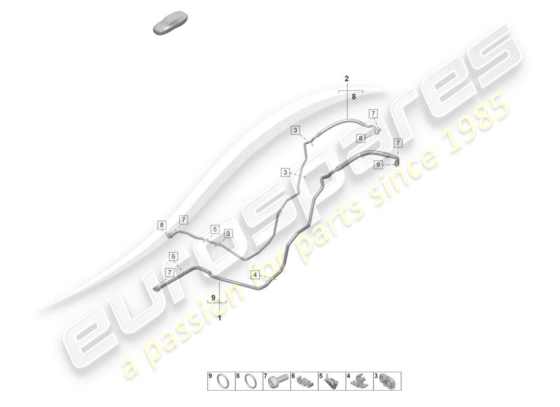 porsche 992 gt3/rs/st (2022) air conditioning rear refrigerant line part diagram