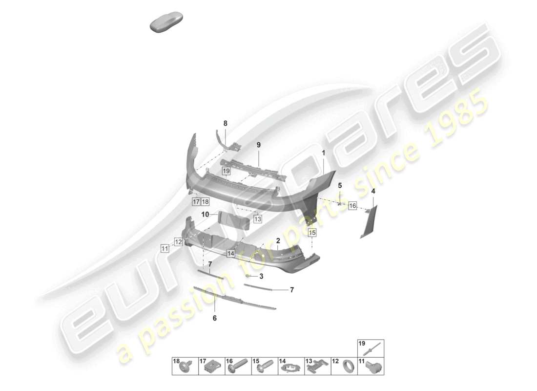 porsche 992 gt3/rs/st (2022) bumper rear gt3 rs part diagram