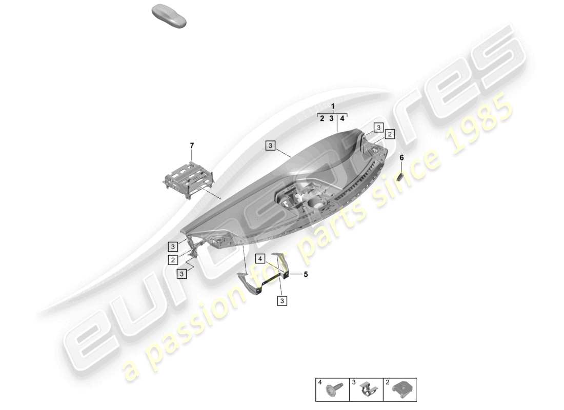 porsche 992 gt3/rs/st (2024) instrument panel trim upper part with: fasteners part diagram