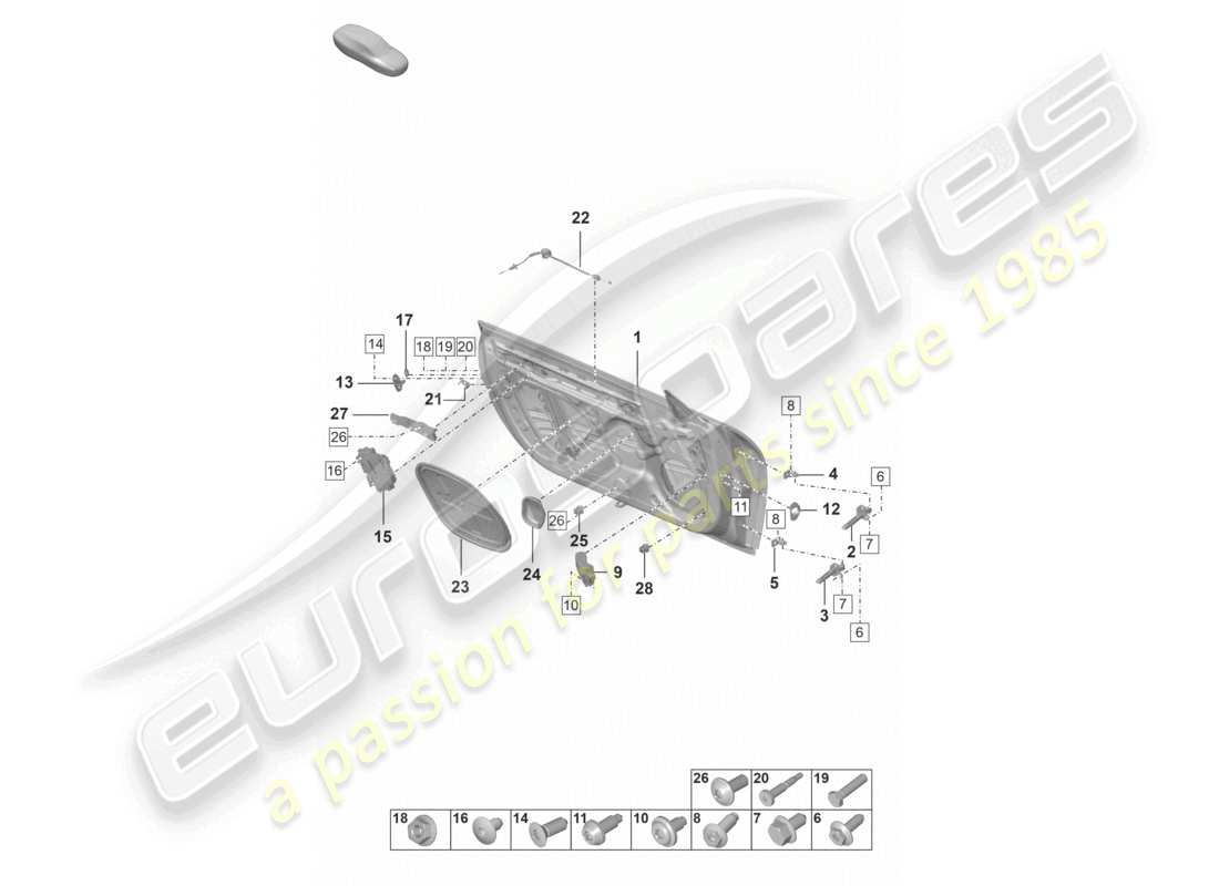 porsche 992 gt3/rs/st (2024) door shell part diagram