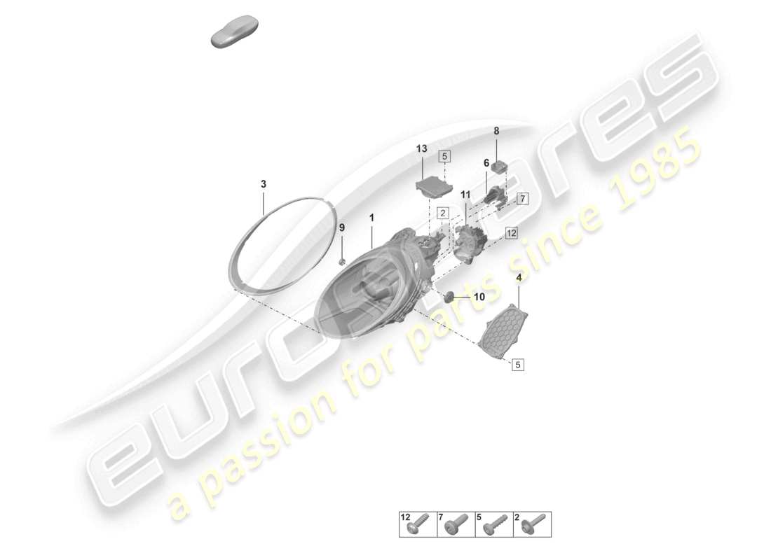 porsche 992 gt3/rs/st (2024) led headlight basic part diagram