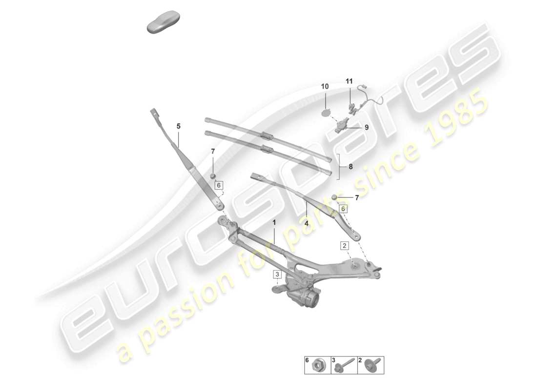 porsche 992 gt3/rs/st (2024) windscreen wiper system, compl rain sensor part diagram