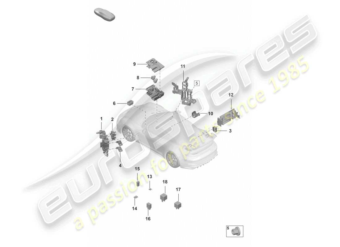 porsche 992 gt3/rs/st (2024) central electrics dashboard part diagram