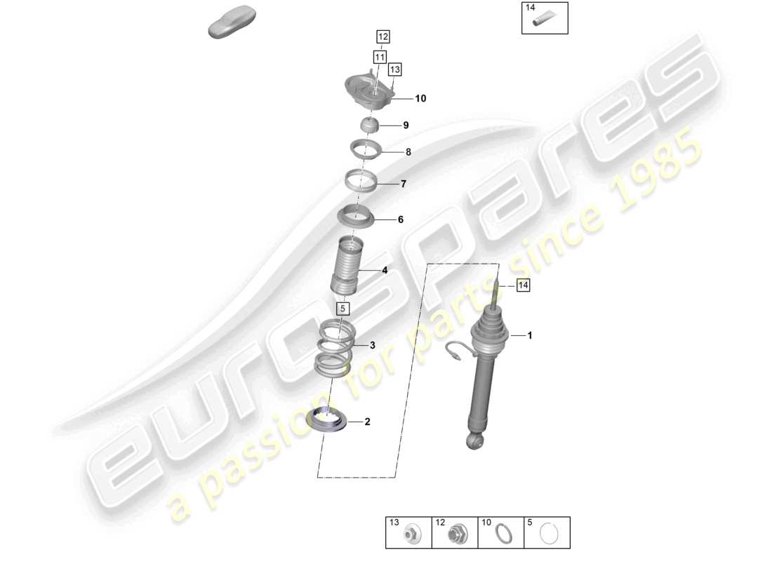 porsche 992 gt3/rs/st (2024) suspension shock absorbers part diagram