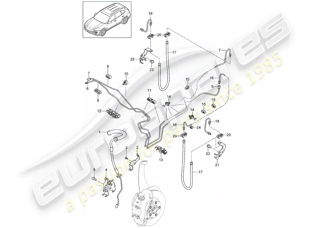 porsche 2011 (cayenne e2 92a) brake line parts diagram
