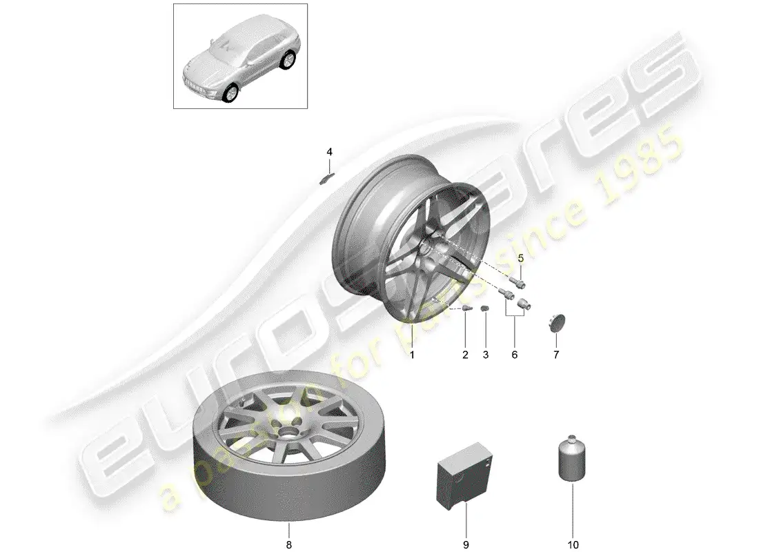 porsche 2014 (macan) wheels/tyres part diagram