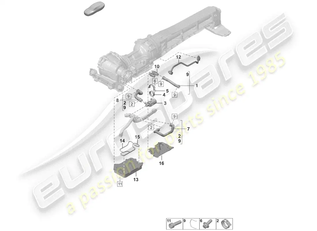 porsche 2019 (992-1) front axle differential parts diagram