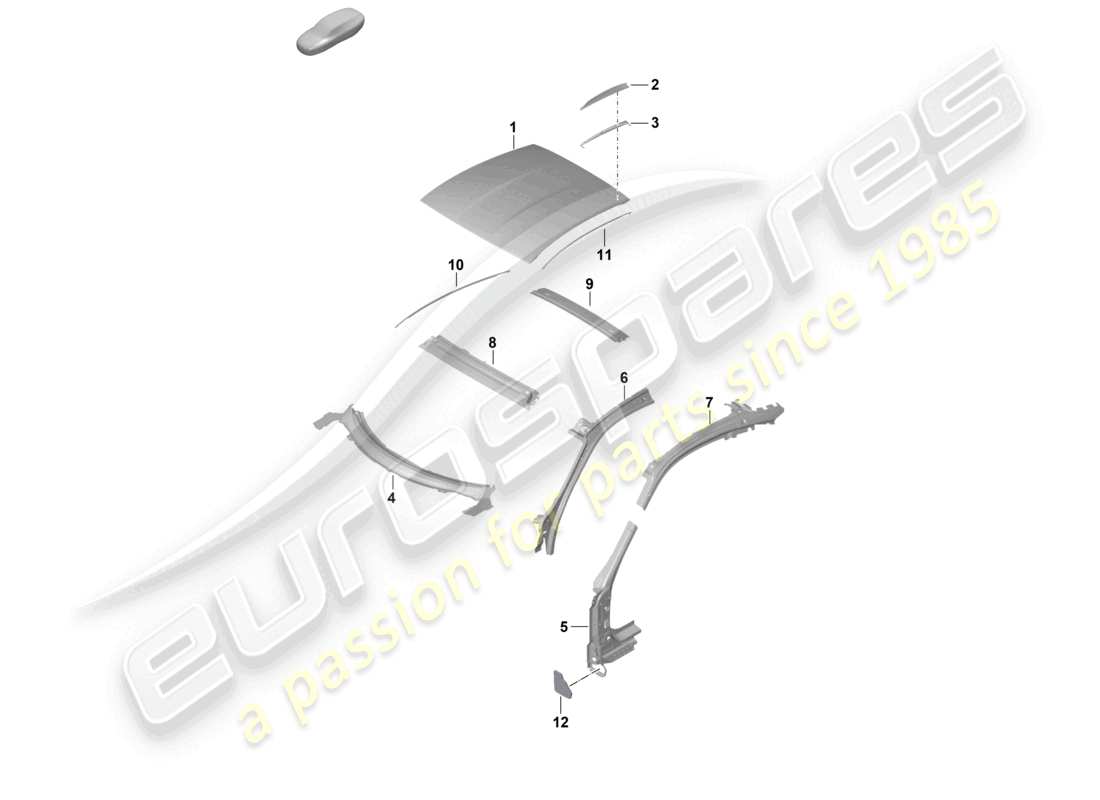 porsche 992 gt3/rs/st (2023) roof a-pillar gt3rs part diagram