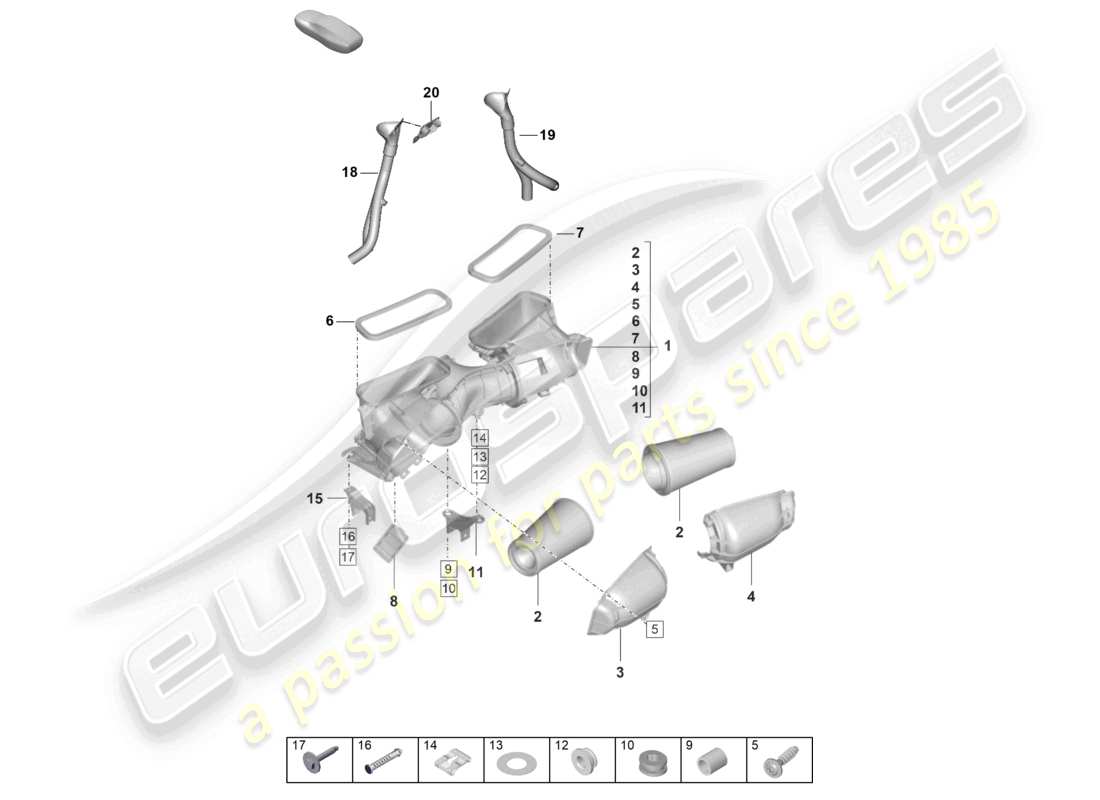 porsche 992 gt3/rs/st (2023) air filter part diagram