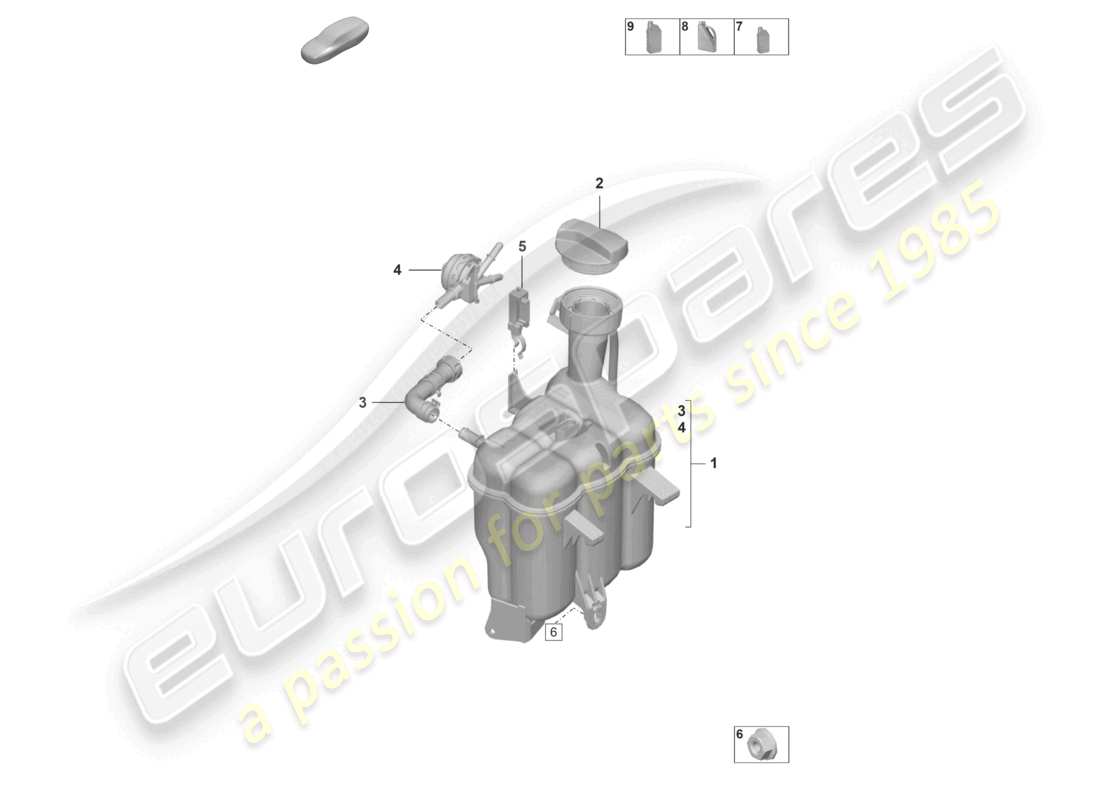 porsche 992 gt3/rs/st (2023) coolant expansion tank part diagram