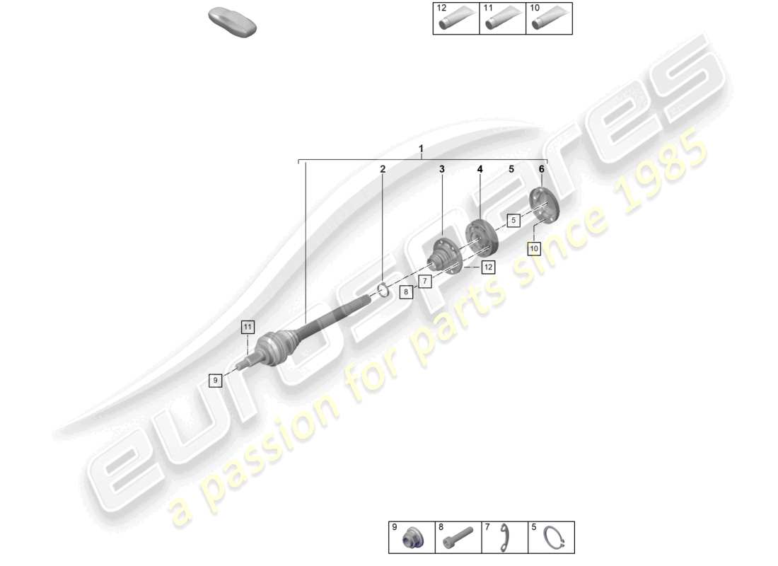 porsche 992 gt3/rs/st (2023) drive shaft part diagram