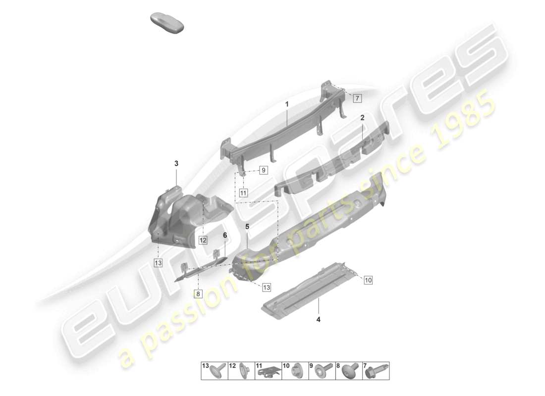 porsche 992 gt3/rs/st (2026) bumper carrier rear and heat shield gt3 rs part diagram